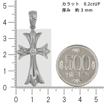 【お電話にてお問合せください！】Pt900 1Pクロスシャープ35  プラチナ ペンダントトップ ダイヤモンド 鑑定書付 0.2ct G SI2 GOOD 以上 メンズ SHARP