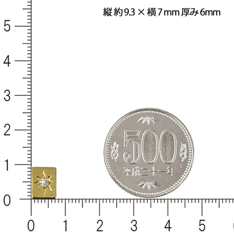 新型！ K18 ダイヤ 1Pプレート9 ペンダントトップ ダイヤモンド 18金 ゴールド チャーム 喜平用 50g専用 五光留め メンズ