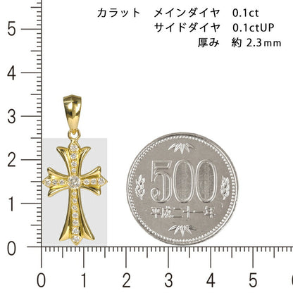 【お電話にてお問合せください！】K18 クロス25 三角バチカン イエローゴールド ペンダントトップ ダイヤモンド 0.1ctUP 18金  メンズ ネックレス