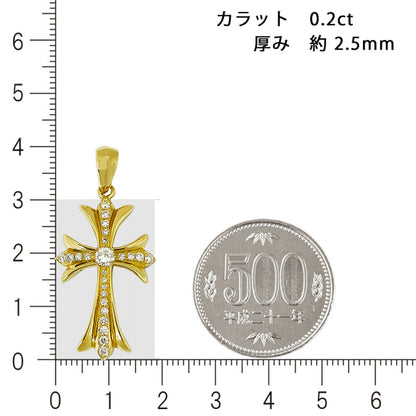 【お電話にてお問合せください！】K18 クロス30  イエローゴールド ペンダントトップ 0.2ct G SI2 GOOD以上  鑑定書付 18金  メンズ ネックレス 新デザイン