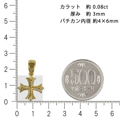 【お電話にてお問合せください！】K18 アイアンクロス16 18金 ペンダントトップ ダイヤモンド 約0.08ct 鑑別書付 クラシカルシリーズ メンズ ネックレス