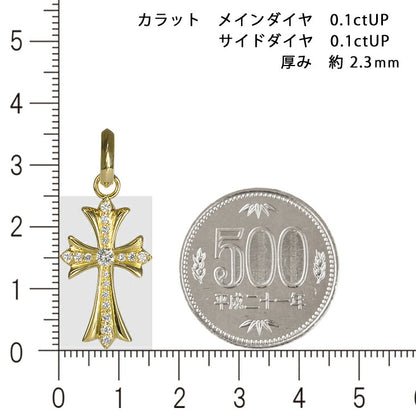 【お電話にてお問合せください！】K18 クロス25 丸バチカン イエローゴールド ペンダントトップ ダイヤモンド 0.1ctUP 18金  メンズ ネックレス