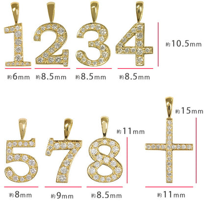 【お電話にてお問合せください！】K18 ナンバー 7 ダイヤモンド ペンダントトップ 数字 開閉バチカン イエローゴールド  鑑別書付 18金 メンズ
