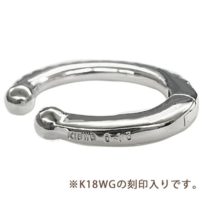 【お電話にてお問合せください！】K18WG ダイヤモンド 1連 中折れイヤーカフ 片耳 1.5×14mm ホワイトゴールド 0.15ct 1個 シングル 18金 メンズ