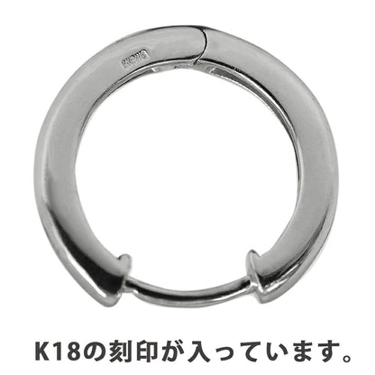 【お電話にてお問合せください！】K18 WG 中折れフープピアス 2×12mm ホワイトゴールド 1セット