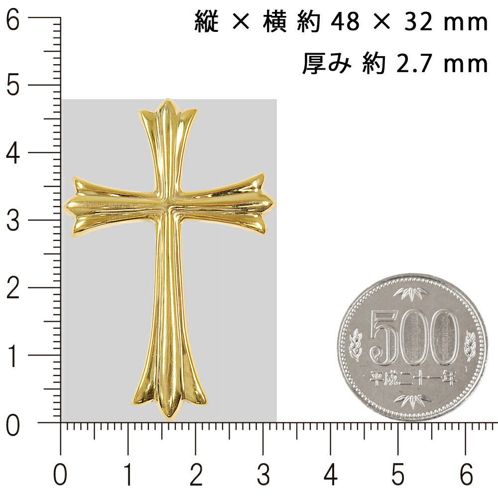 【お電話にてお問合せください！】K18 シンプルクロス48  18金 18K ペンダント トップ クロス 十字架 チャーム ヘッド 18金  メンズ ネックレス