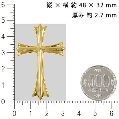 【お電話にてお問合せください！】K18 シンプルクロス48  18金 18K ペンダント トップ クロス 十字架 チャーム ヘッド 18金  メンズ ネックレス