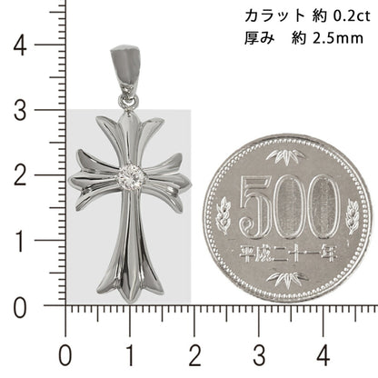 【お電話にてお問合せください！】Pt900 1Pクロス30 プラチナ ペンダントトップ ダイヤモンド 0.2ct以上 鑑定書付 G SI-2  GOOD 以上 メンズ ネックレス