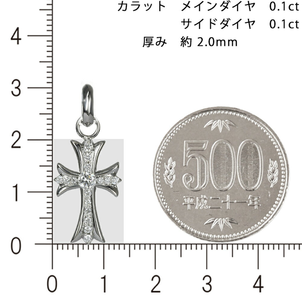 【お電話にてお問合せください！】Pt900 クロス20 プラチナ ペンダントトップ ダイヤモンド 0.1ctUP 鑑別書付  メンズ ネックレス