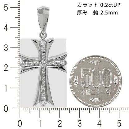 【お電話にてお問合せください！】Pt900 クロスライト35  プラチナ ペンダントトップ ダイヤモンド 鑑定書付 0.2ct G SI2 GOODUP メンズ