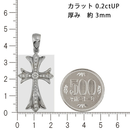 【お電話にてお問合せください！】Pt900 クロスシャープ35  プラチナ ペンダントトップ ダイヤモンド 鑑定書付 0.2ct G SI2 GOODUP  SHARP メンズ