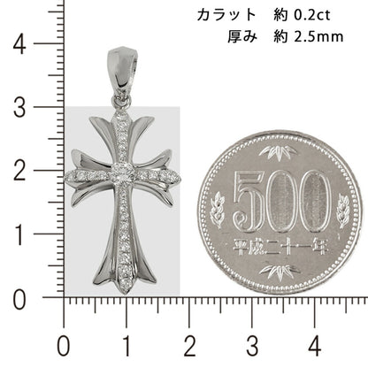 【お電話にてお問合せください！】Pt900 クロス30  プラチナ ペンダントトップ ダイヤモンド 0.2ct以上 鑑定書付 G SI2 GOOD以上 メンズ ネックレス