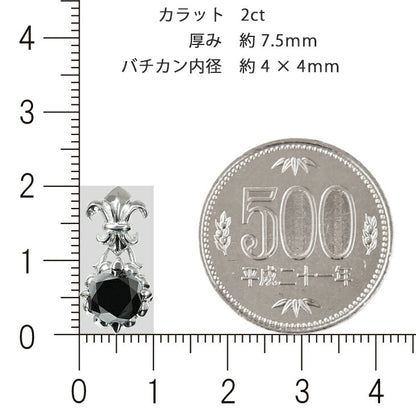 【お電話にてお問合せください！】Pt900 百合の紋章ブラック20 プラチナ ペンダントトップ ペンダントヘッド ブラックダイヤモンド 2ct 鑑別書付 ブラックダイヤ 1粒