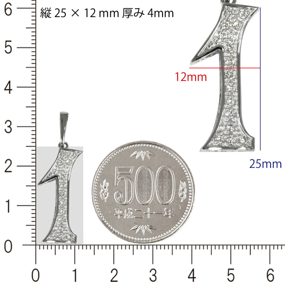 【お電話にてお問合せください！】Pt900 ダイヤナンバー ラージ 25mm ペンダントトップ 1 ダイヤモンド プラチナ チャーム  数字 メンズ